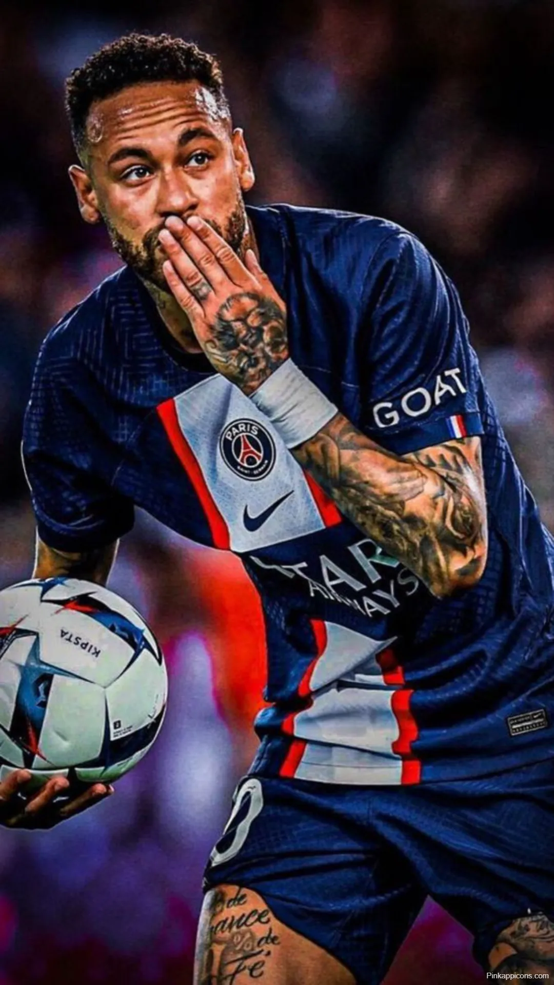 Neymar PSG Wallpaper Sending a Kiss with Football Neymar PSG Wallpaper Sending a Kiss with Football