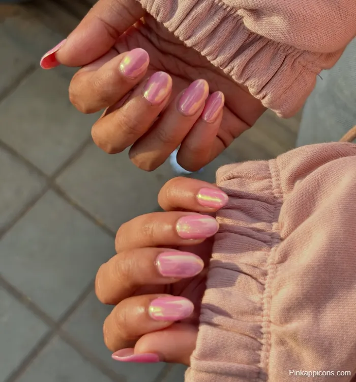 Pink Nails Glossy Iridescent Light Pink Nail Polish