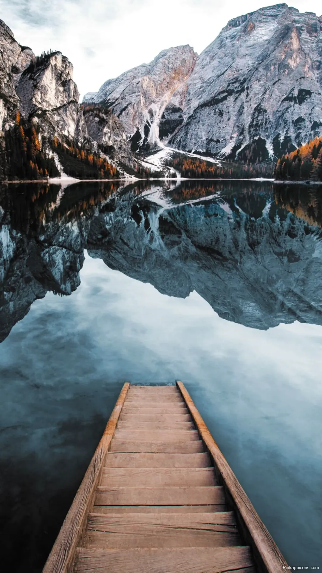 Reflective Mountain Lake Wallpapers Serene Dock and Majestic Peaks