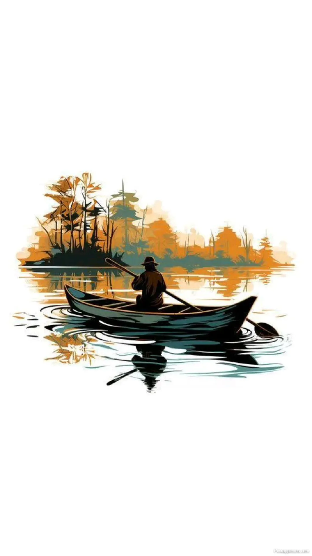 Serene Studio Ghibli Boat Wallpaper Silhouette on Autumn Lake