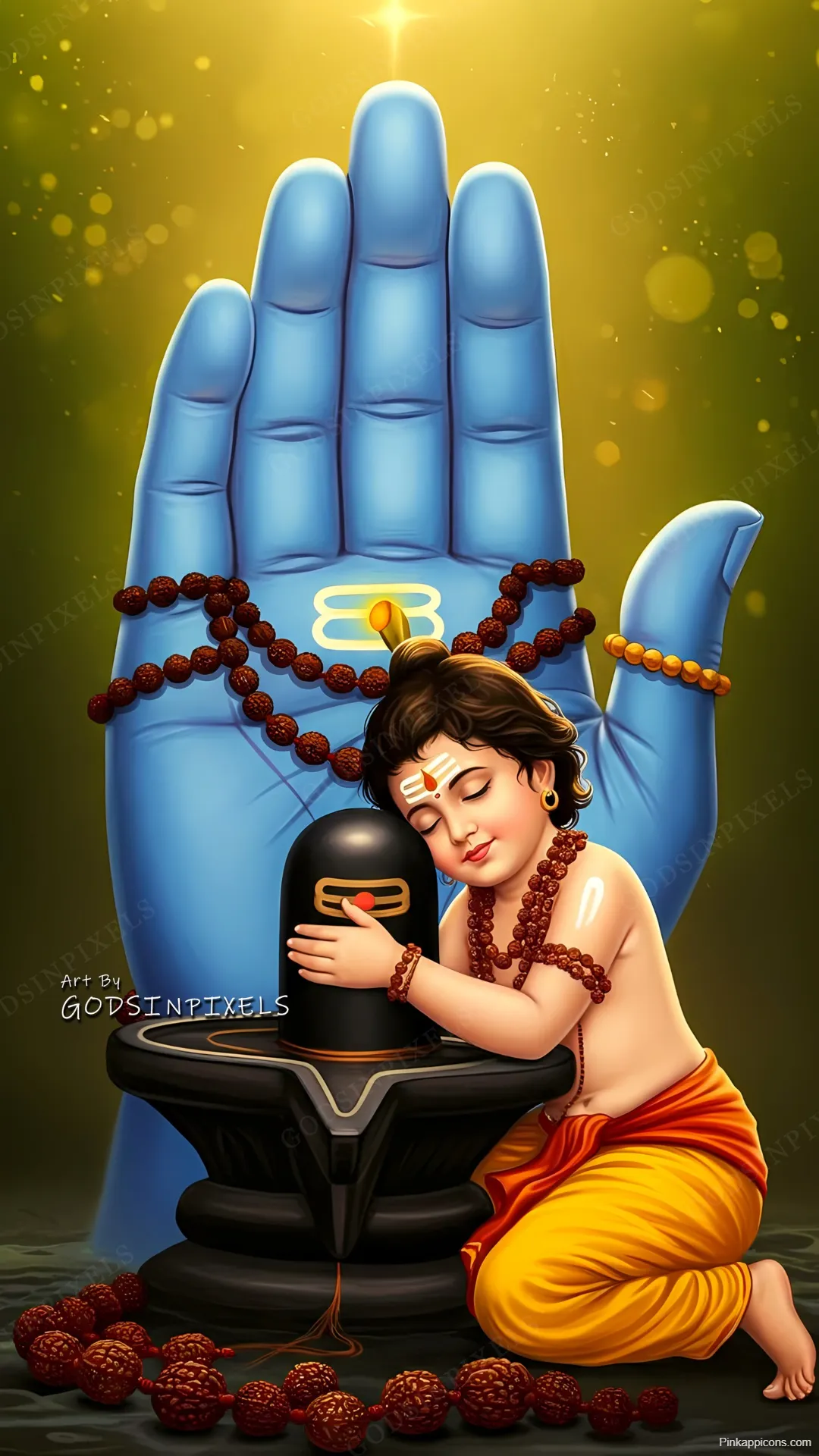 Shiva Wallpaper Young Devotee Embracing the Lingam with Divine Hand Shiva Wallpaper Young Devotee Embracing the Lingam with Divine Hand