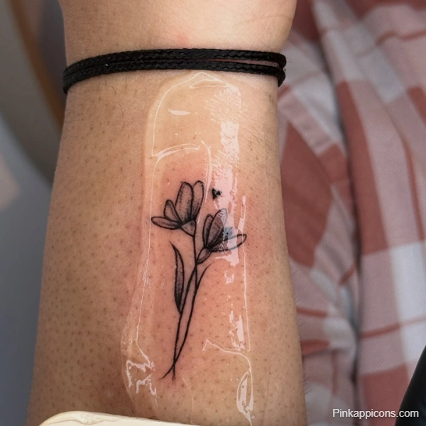 Small Delicate Flower Tattoo Idea Minimalist Floral Wrist Design