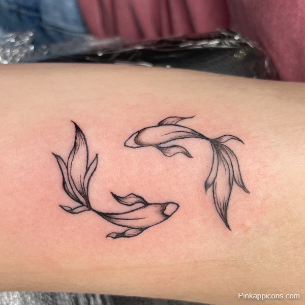Small Fish Tattoo Idea Minimalist Yin and Yang Koi Fish