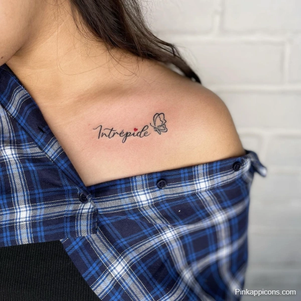 Small Intrépide Butterfly Tattoo Idea Delicate Collarbone Design