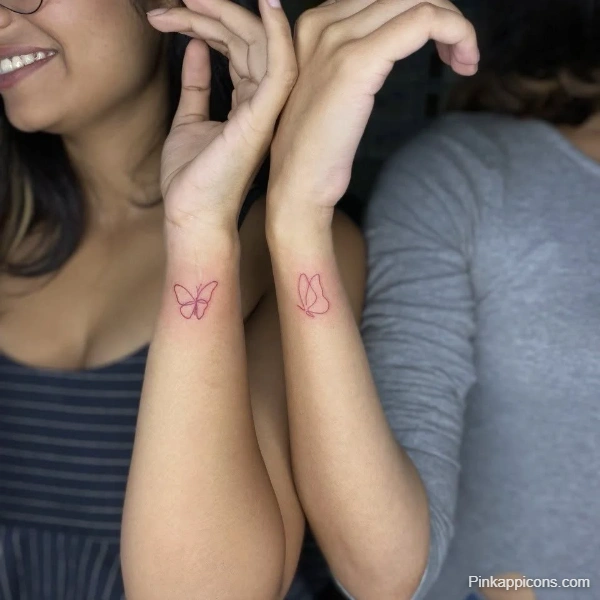 Small Matching Butterfly Tattoo Idea for Friends