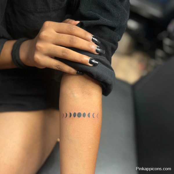 Small Moon Phases Tattoo Idea Minimalist Wristband Design
