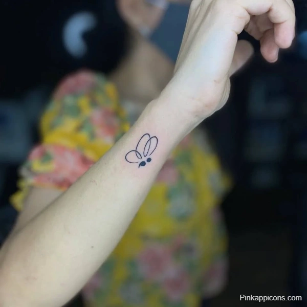 Small Semicolon Butterfly Tattoo Idea Delicate Wrist Design