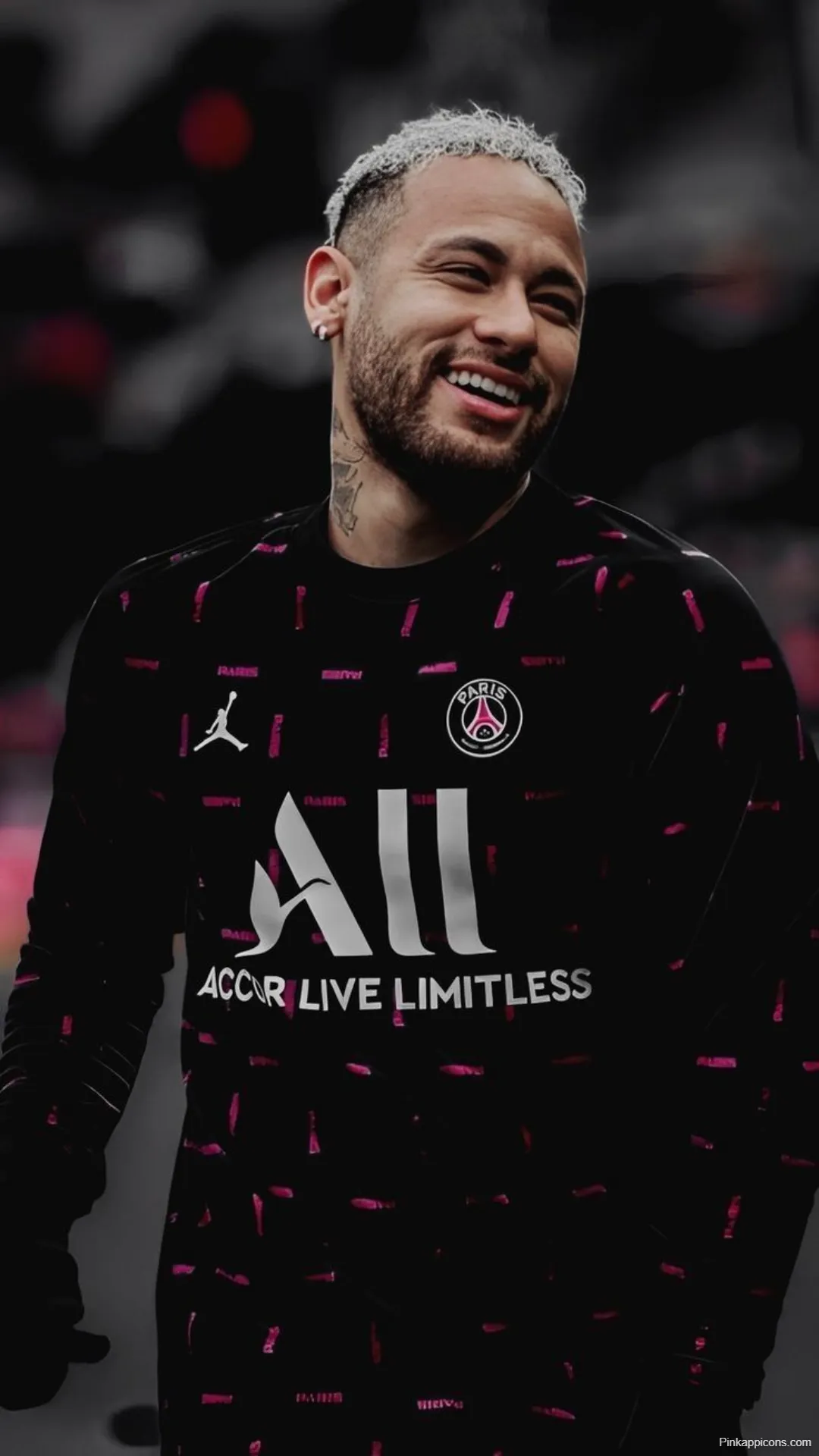 Smiling Neymar Pink Accent Wallpaper Close Up PSG Training Smiling Neymar Pink Accent Wallpaper Close-Up PSG Training