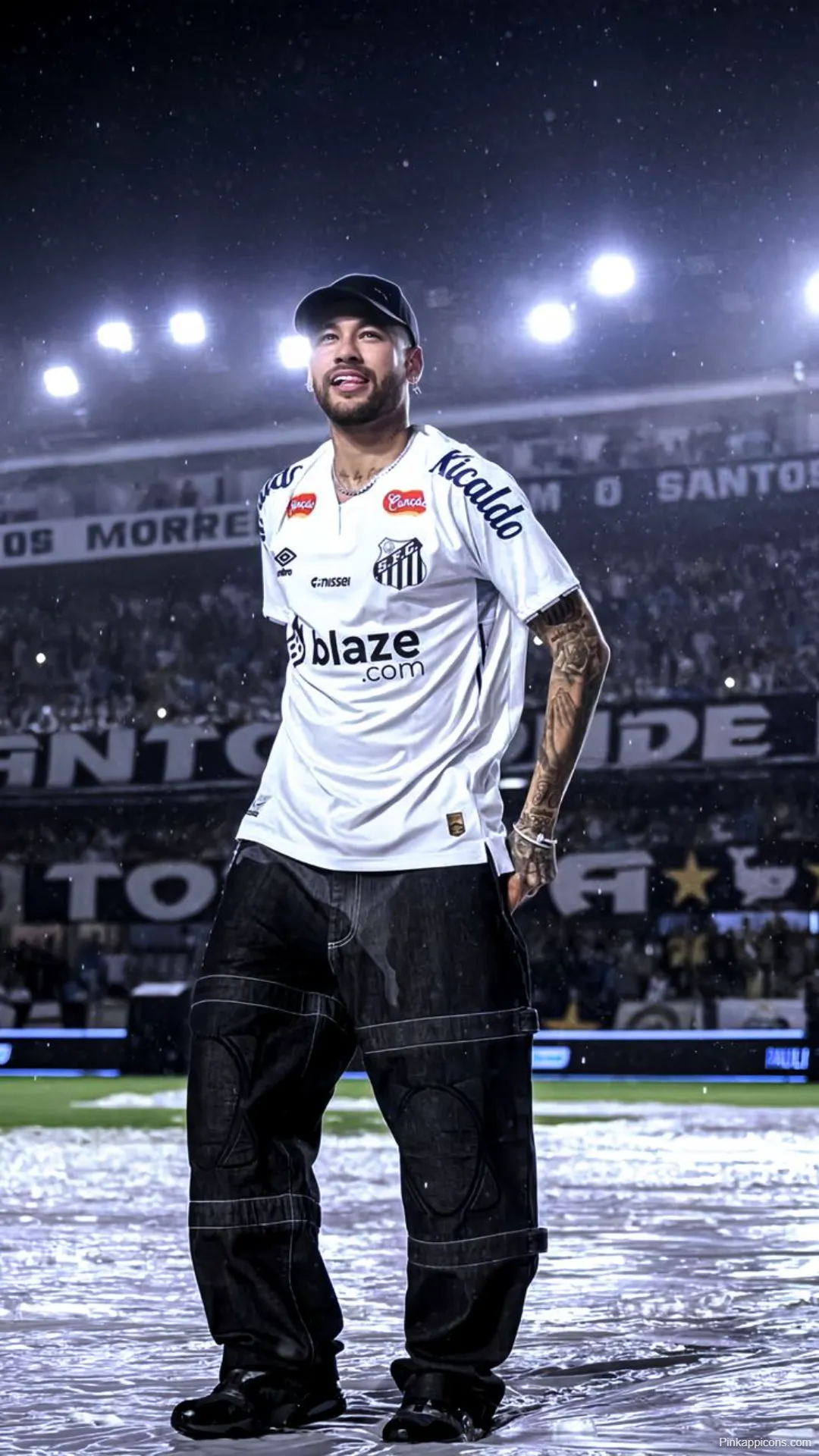 Smiling Neymar Santos FC Wallpaper Looking Up at Night Smiling Neymar Santos FC Wallpaper Looking Up at Night