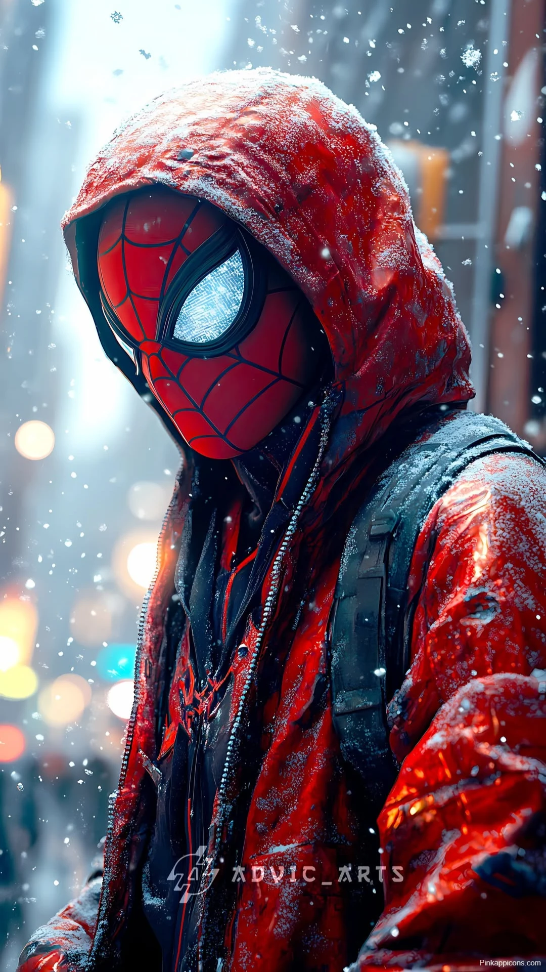 Snowy Spider Man Wallpaper Hero in Winter Snowy Spider-Man Wallpaper Hero in Winter