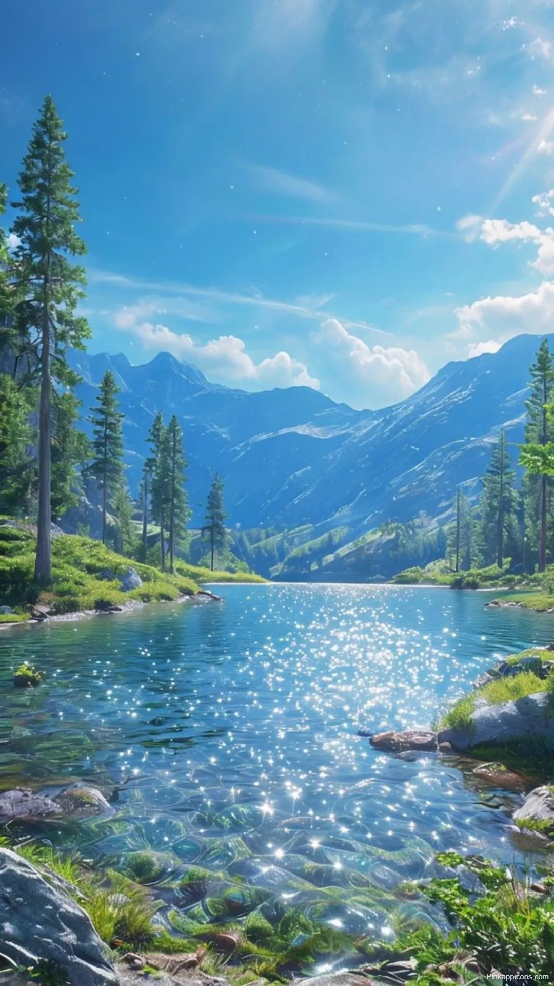 Sparkling Lake Mountain Wallpapers Sunny Reflections in High Definition