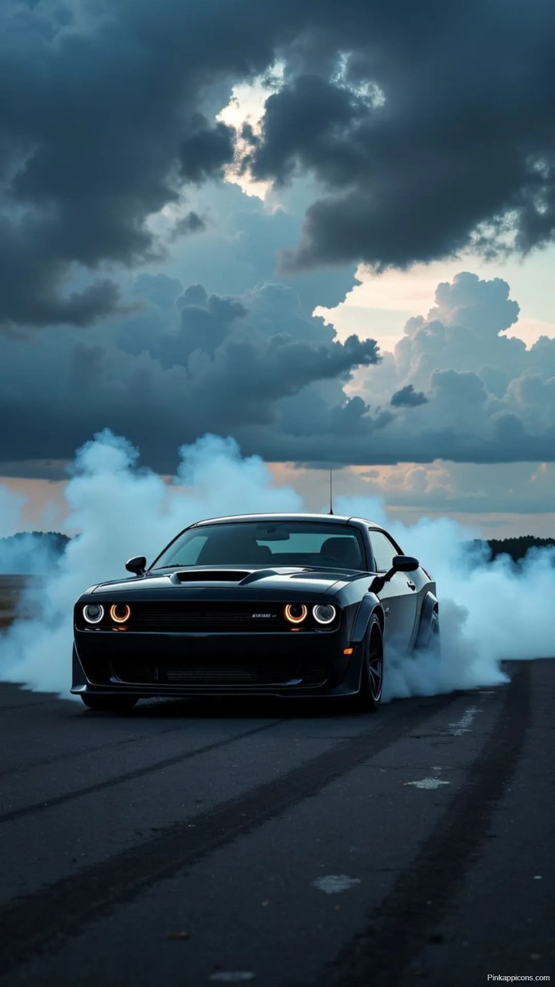 Sports Car Wallpapers Black Muscle Car Burning Tires