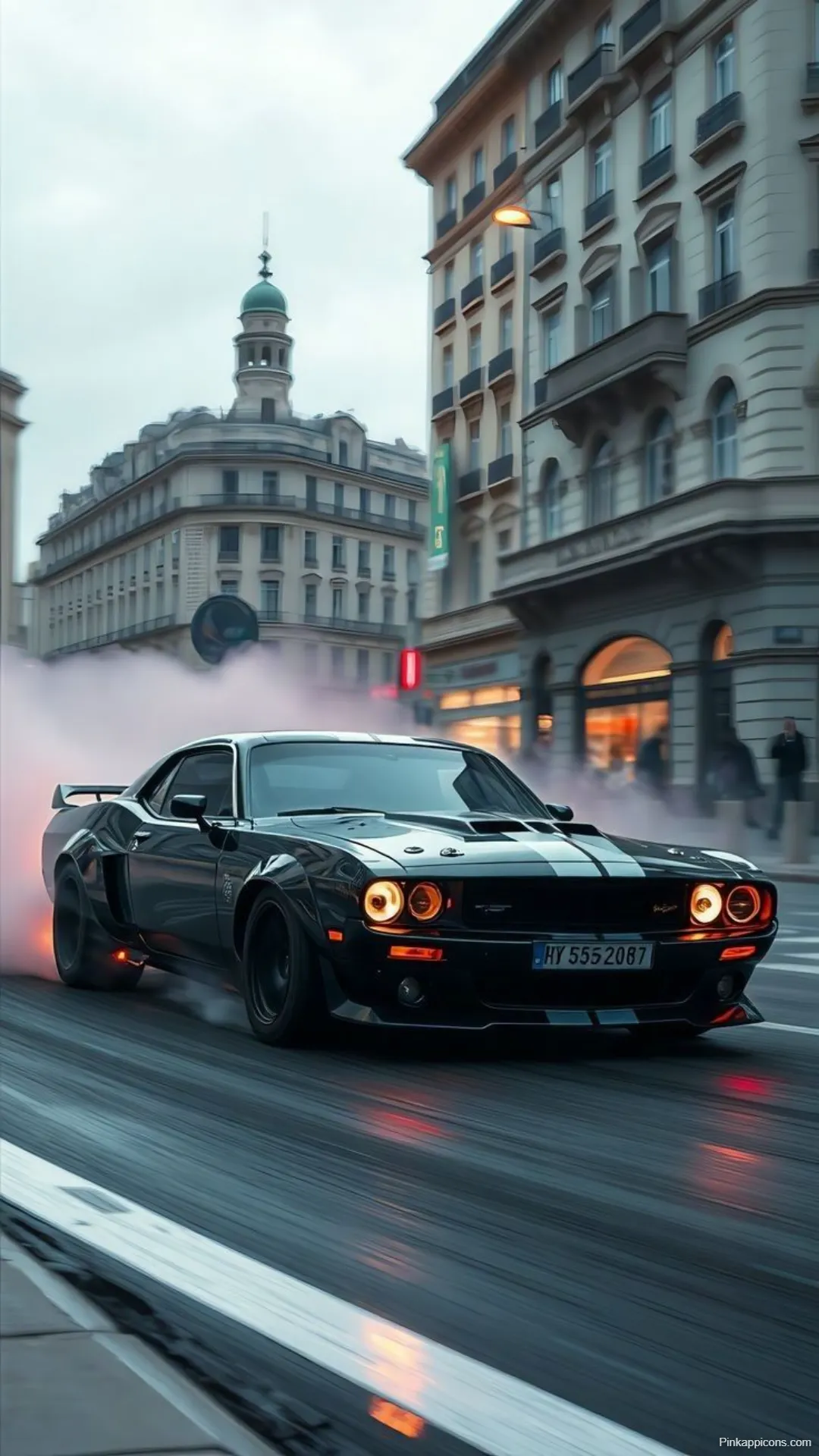 Sports Car Wallpapers Black Muscle Car Drifting