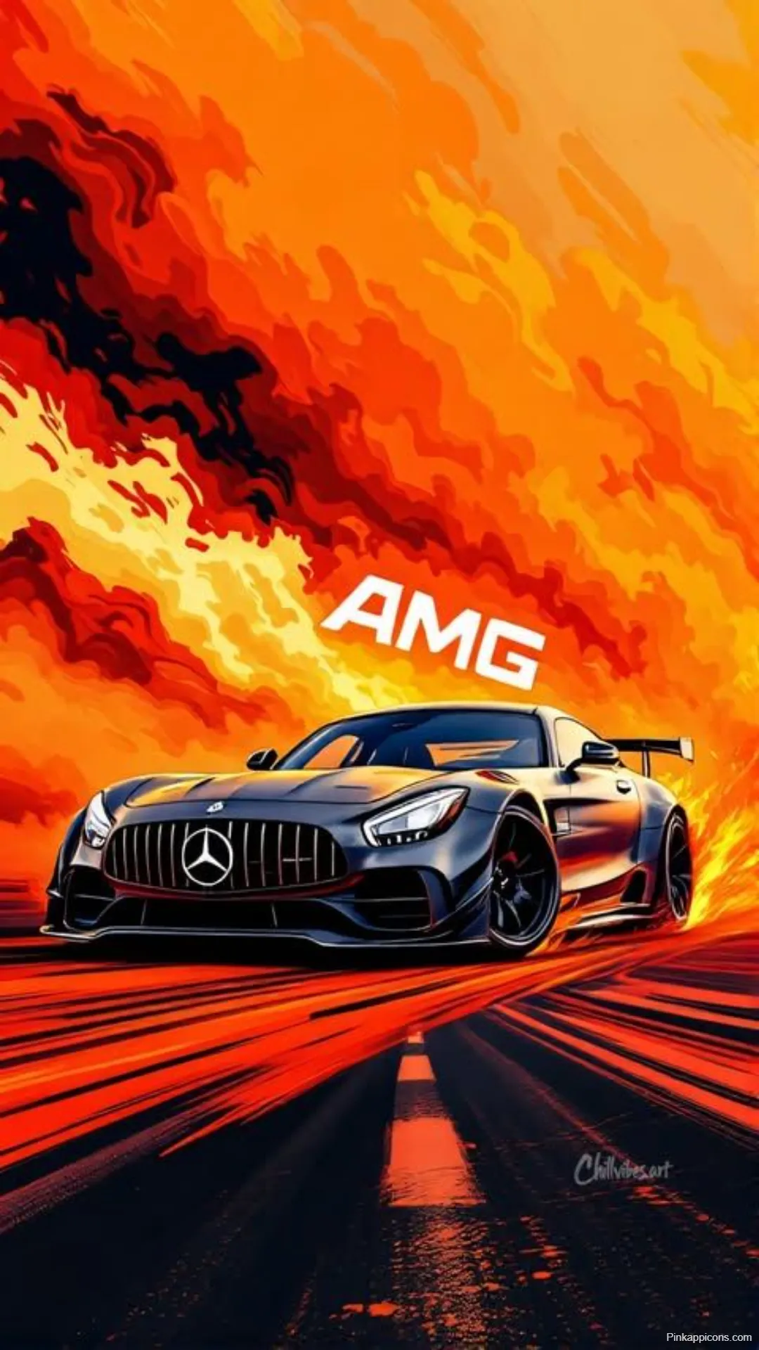 Sports Car Wallpapers Dark AMG GT in Orange Burst
