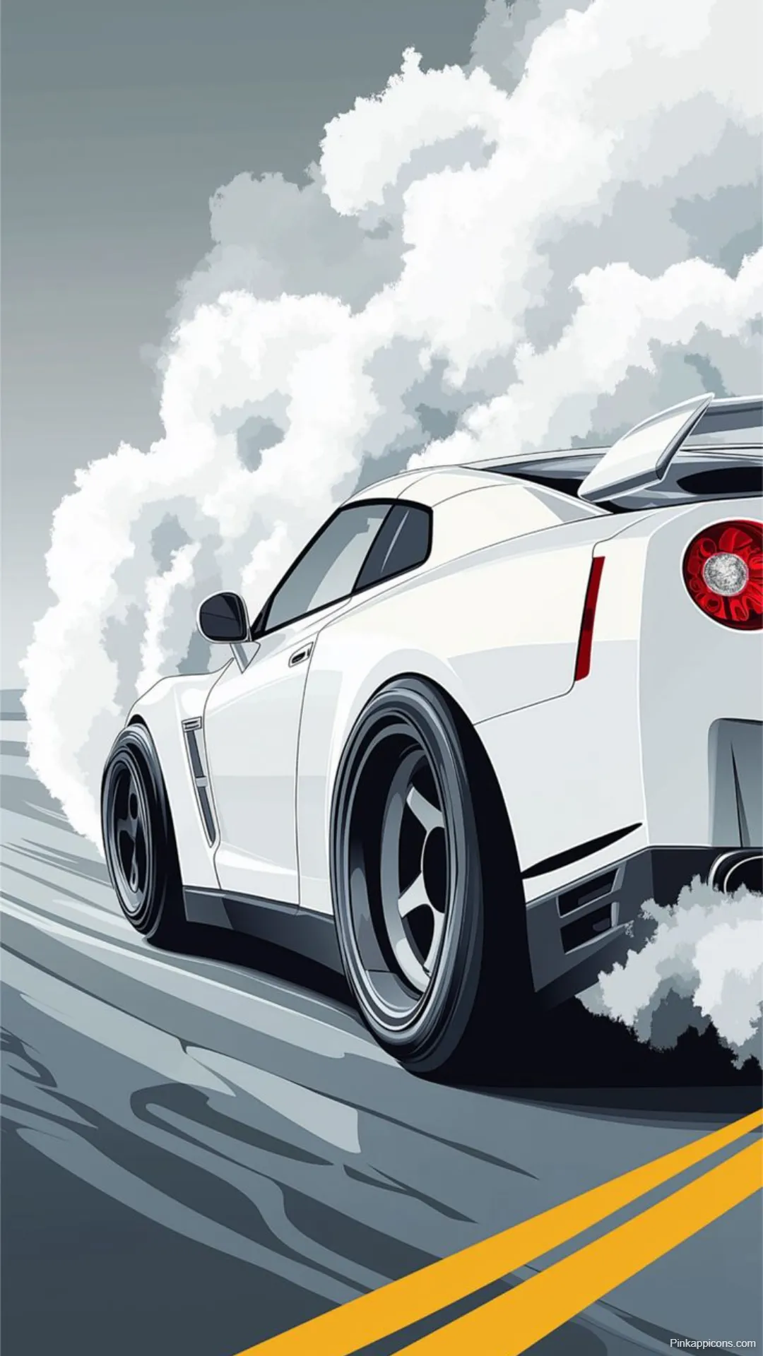 Sports Car Wallpapers White GT-R Drifting on Asphalt