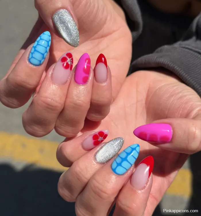 Spring Nails Bold and Colorful Mixed Nail Art Designs