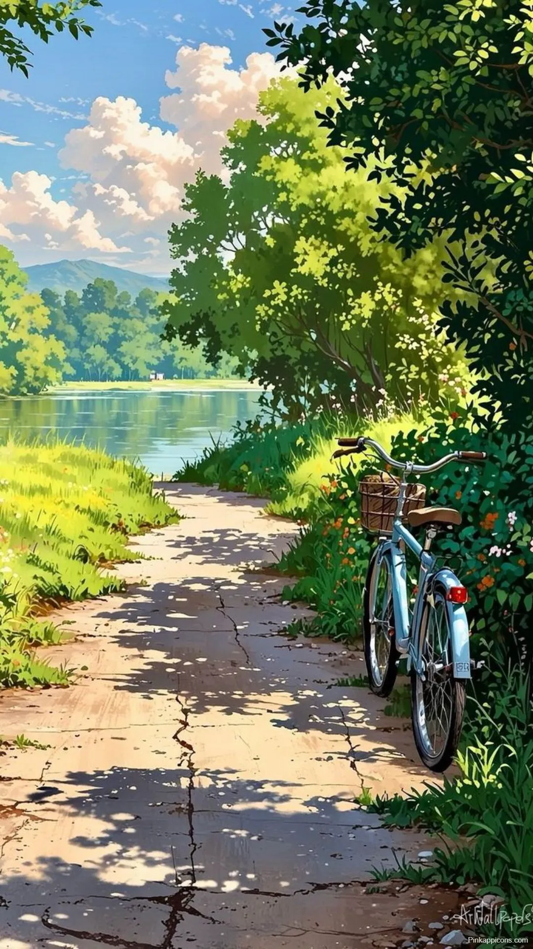 Studio Ghibli Wallpapers Blue Bike by Tranquil Lake