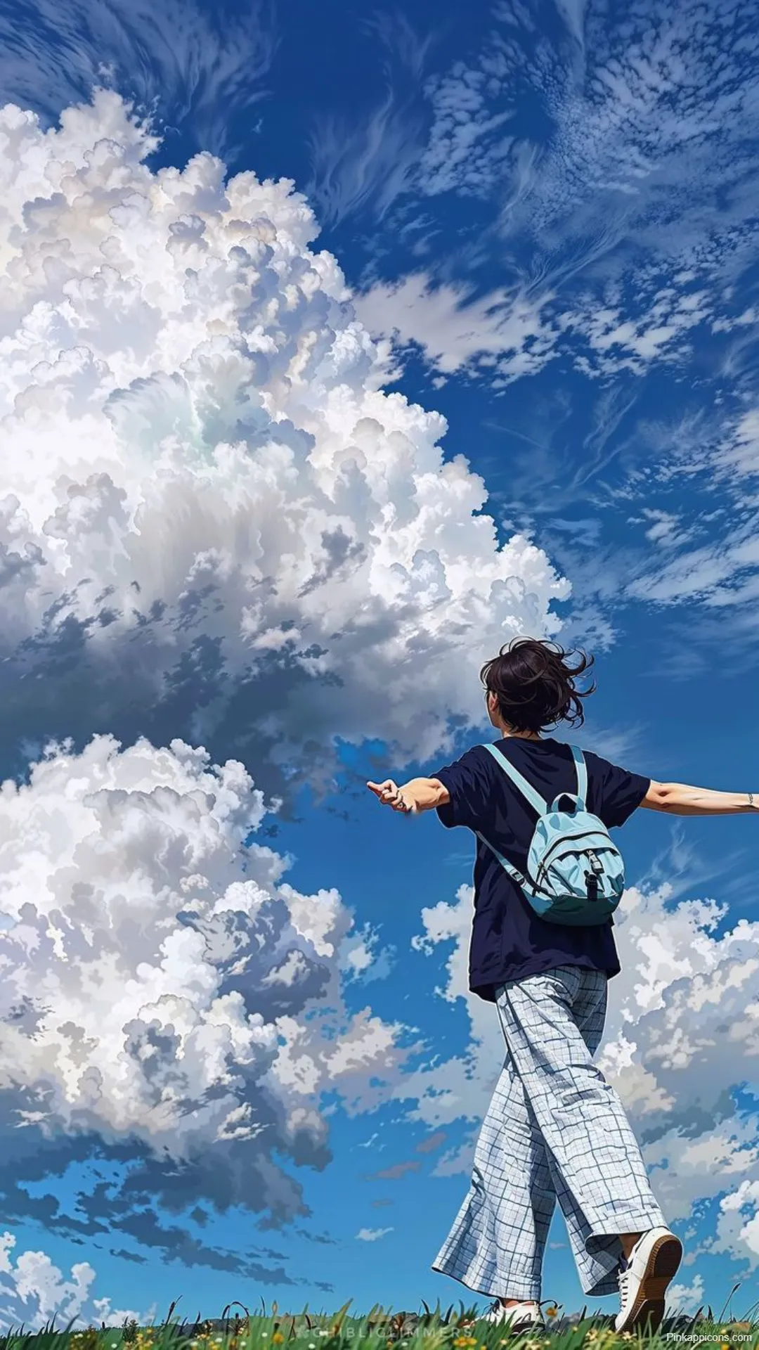 Studio Ghibli Wallpapers Person Enjoying Dramatic Sky