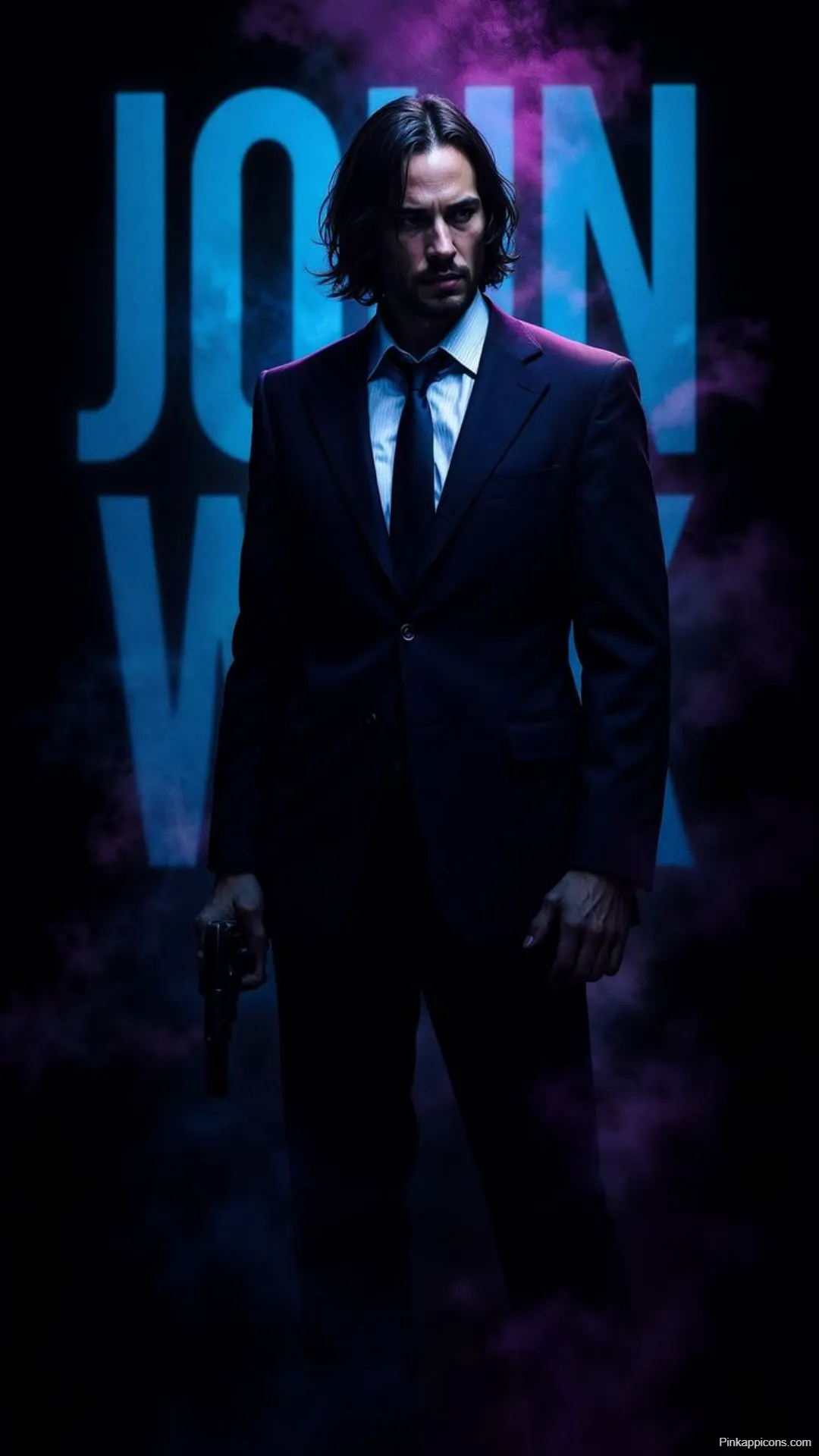 Stylish John Wick Wallpaper Blue Name Smoky Background