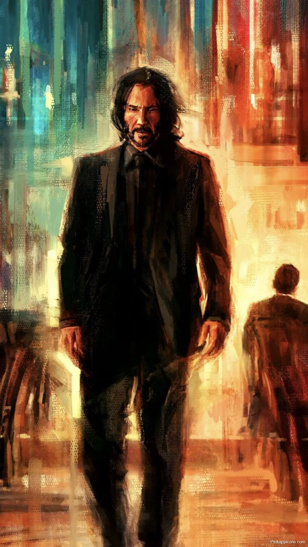 Stylized John Wick Wallpaper Abstract Urban Walk