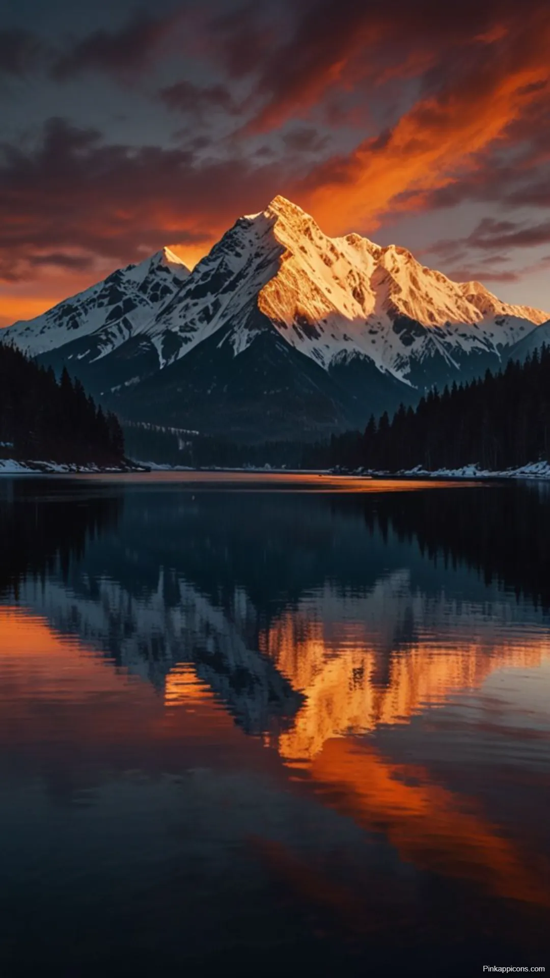 Sunset Mountain Lake Reflection Wallpapers for Mobile & Desktop
