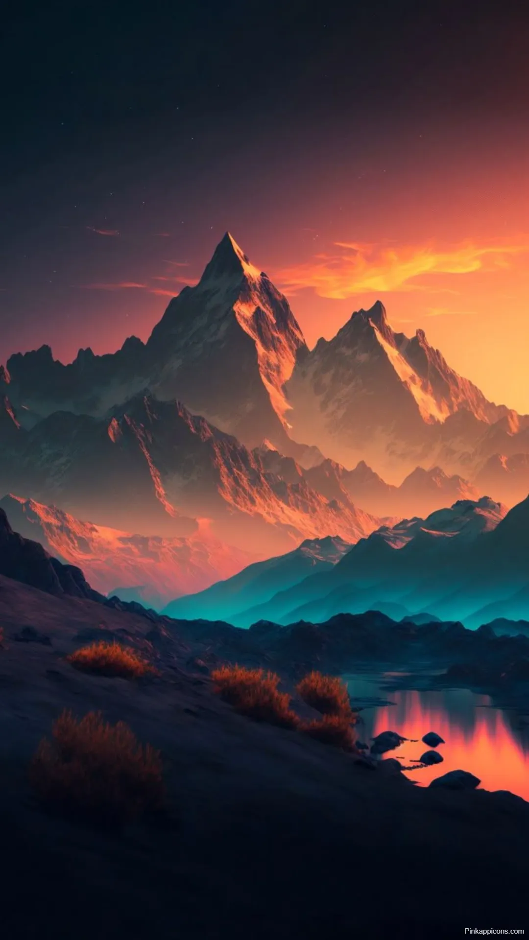 Twilight Mountain Wallpapers Ethereal Sunset Over Distant Peaks