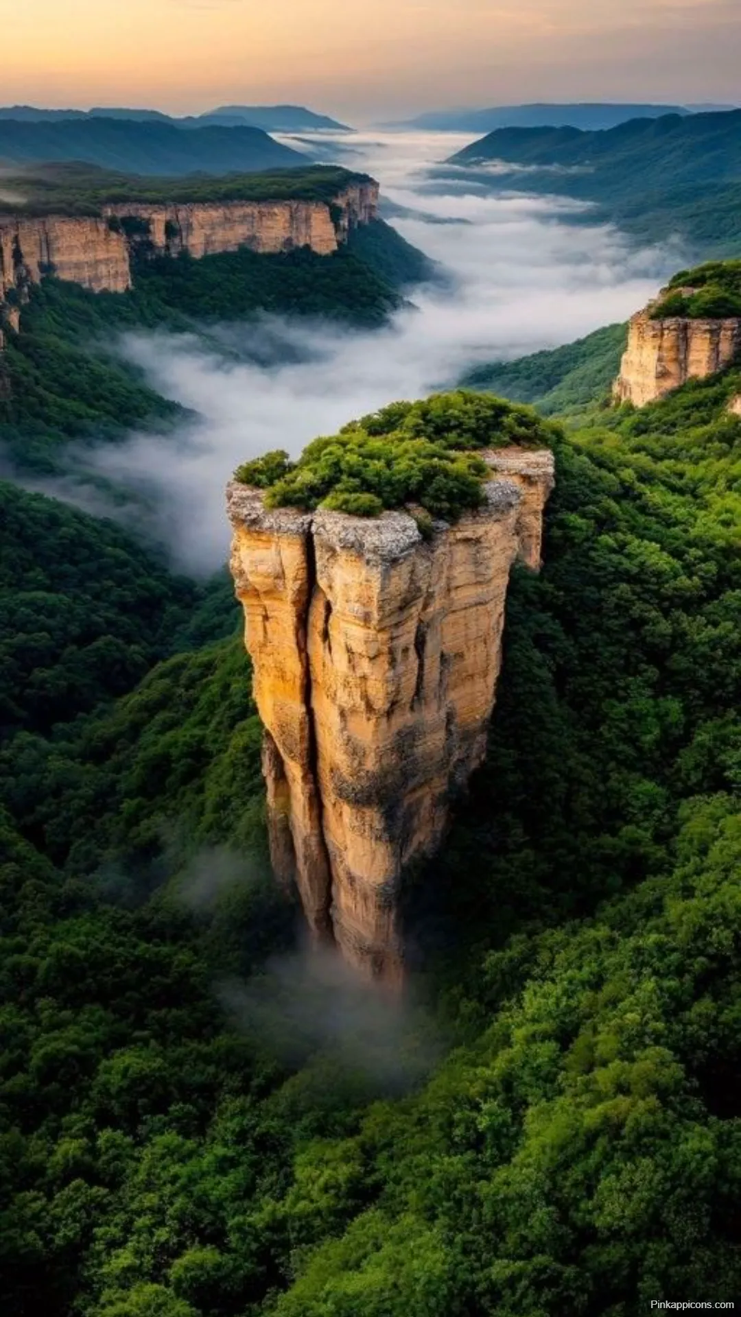 Unique Pillar Mountain Wallpapers Misty Green Valley Views