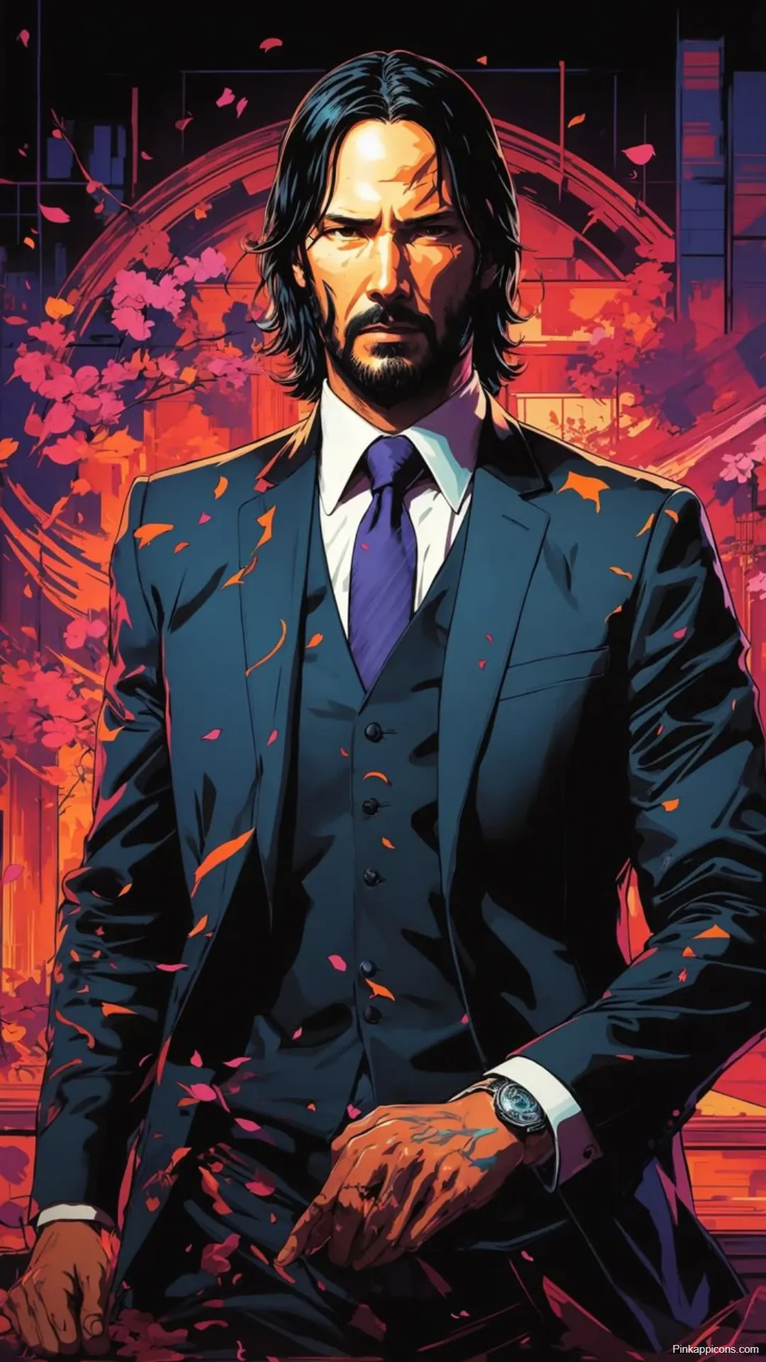 Vibrant John Wick Wallpaper Floral Abstract Background