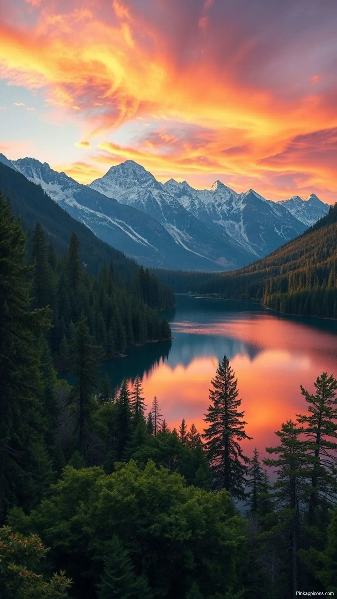 Vibrant Sunset Mountain Lake Wallpapers for Phone Stunning Alpine Scenery