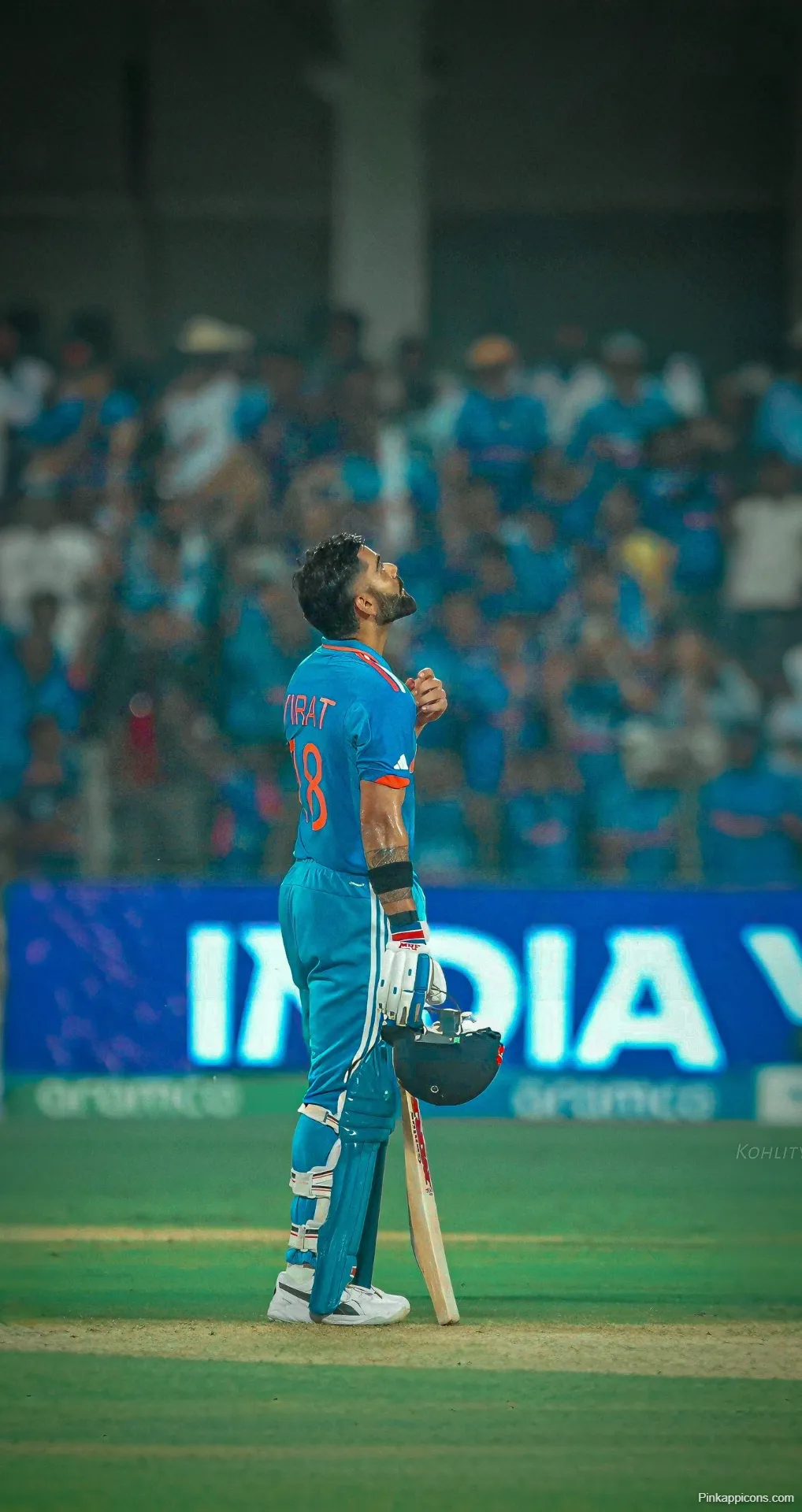 Virat Kohli Emotional Moment Wallpaper Indian Cricket Star Looking Up
