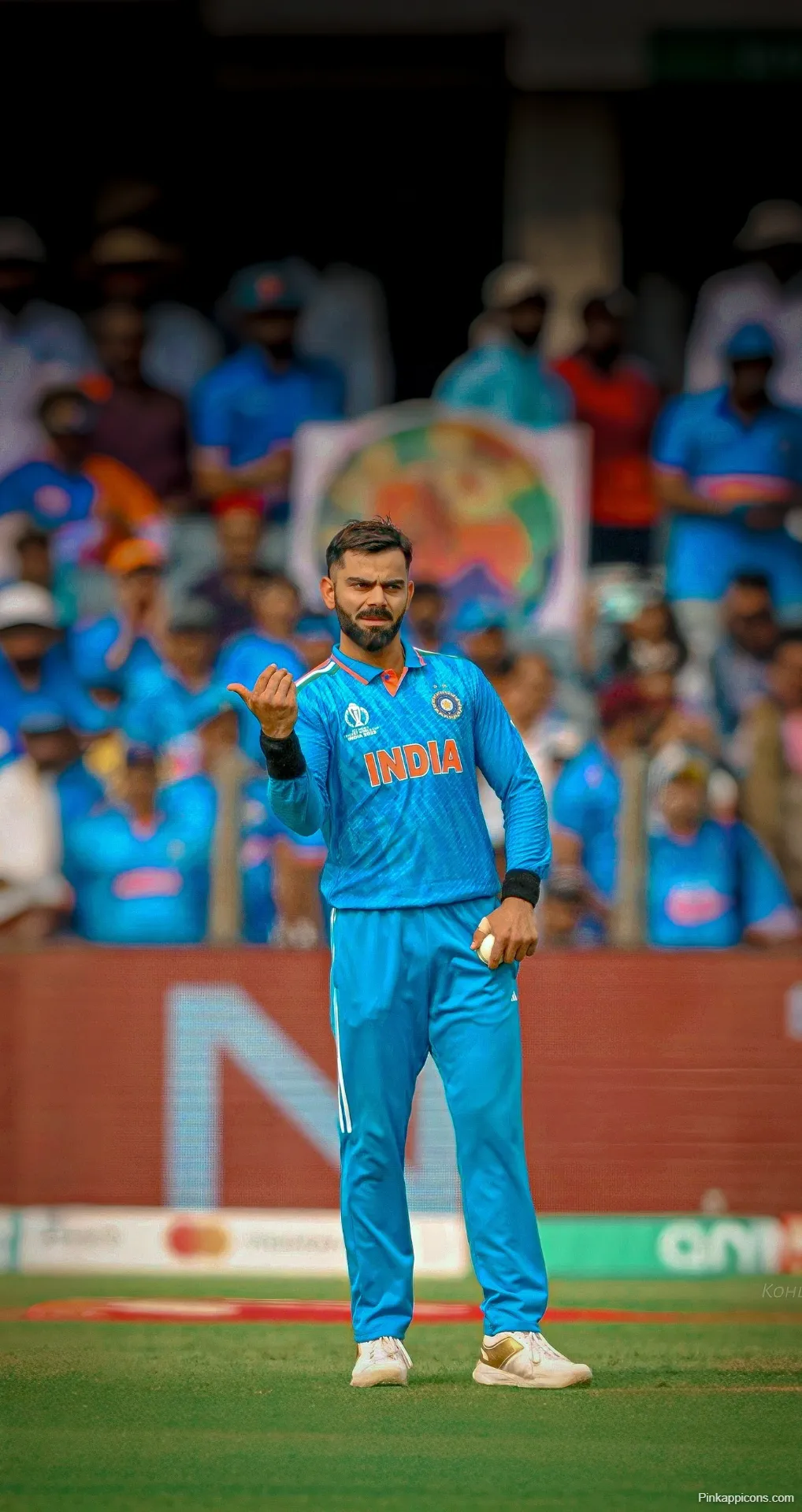 Virat Kohli Engaging Fans Wallpaper India Cricket World Cup 2023