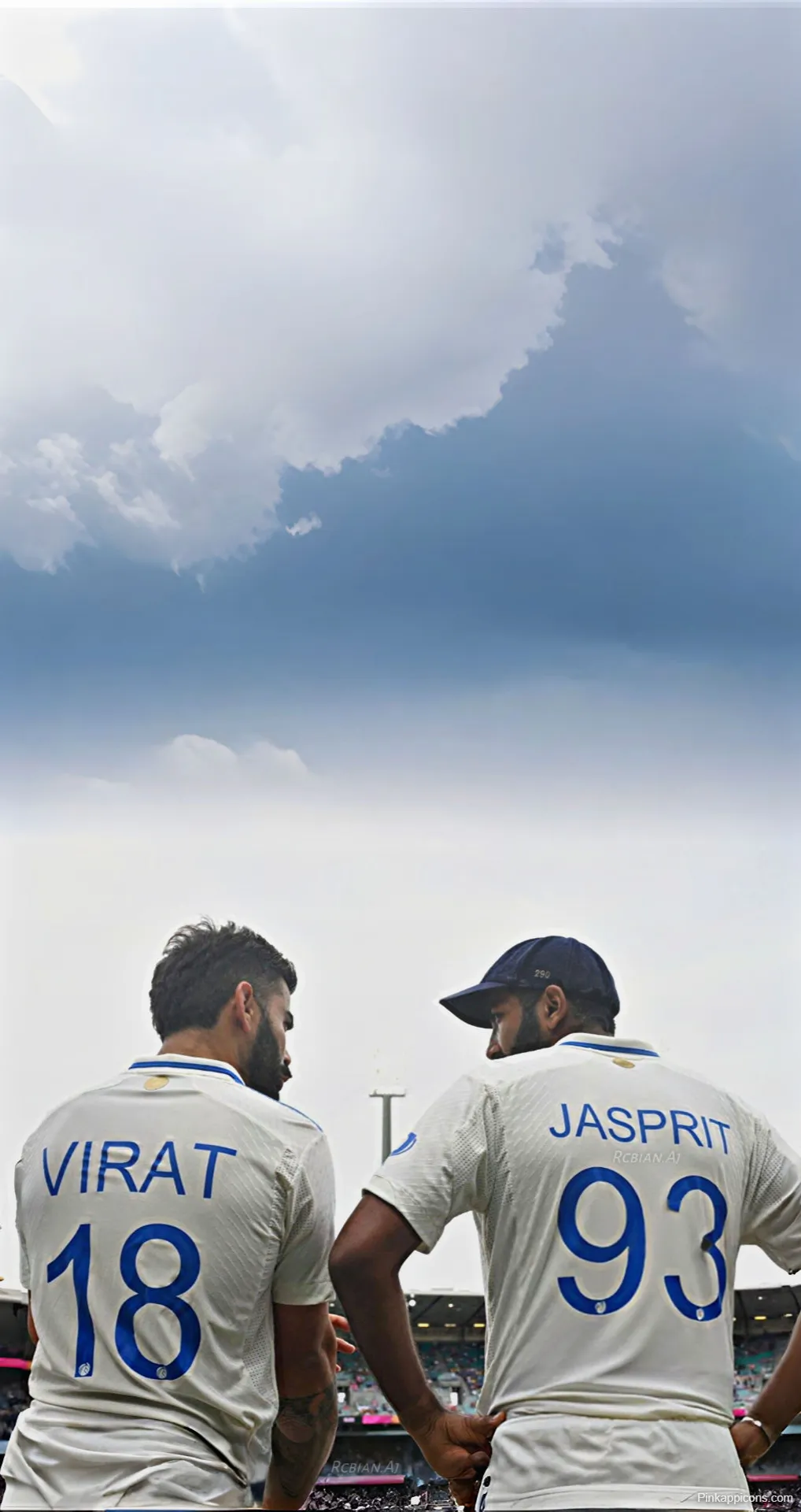 Virat Kohli & Jasprit Bumrah Wallpaper Indian Cricket Teammates Looking Up
