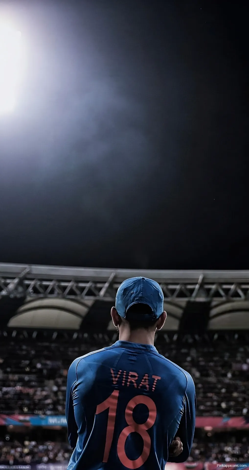 Virat Kohli Night Match Wallpaper Back View of Indian Cricket Star