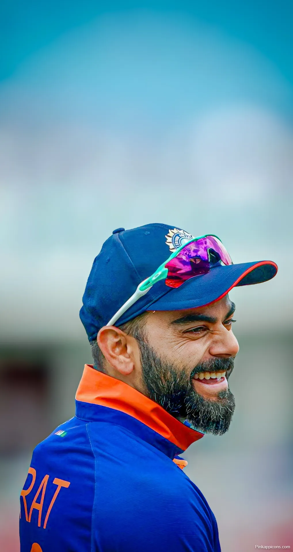 Virat Kohli Smiling Wallpaper Cheerful Indian Cricket Star with Sunglasses