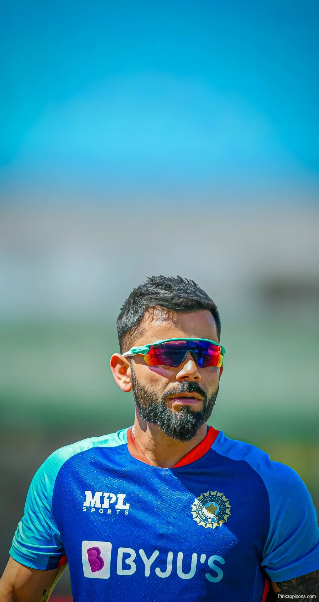 Virat Kohli Sunglasses Wallpaper Focused Indian Cricket Star in Training Jersey