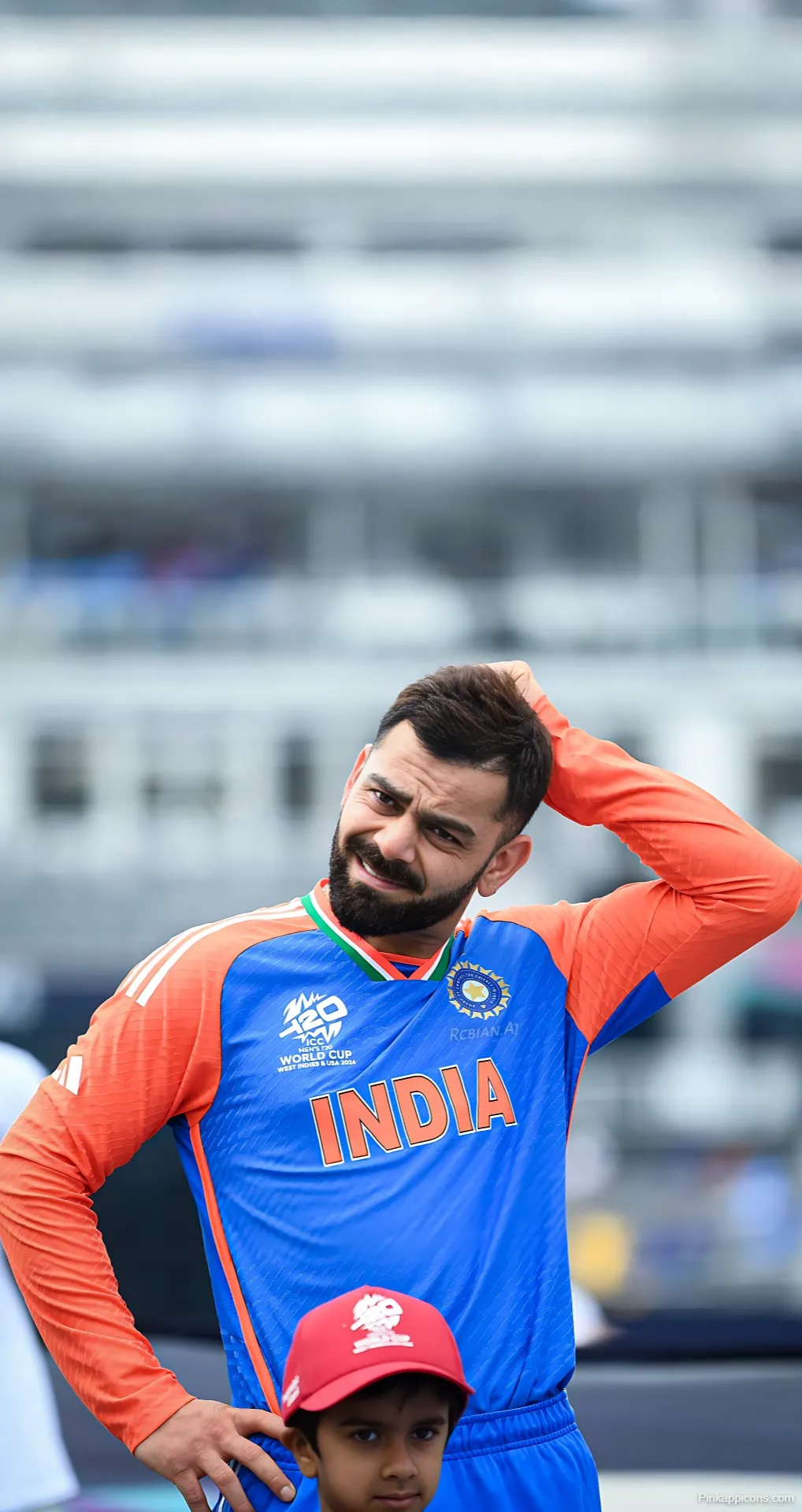 Virat Kohli with Young Fan Wallpaper Heartwarming Moment with Child