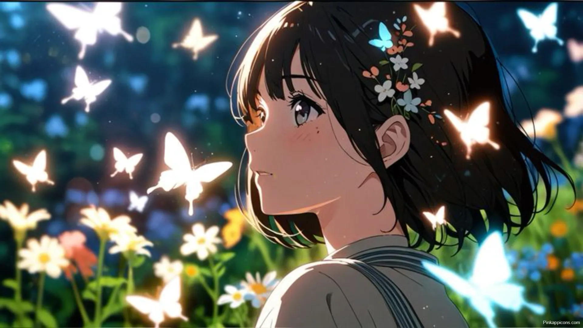 Aesthetic Anime Laptop Wallpapers Girl in a Magical Butterfly Garden HD Aesthetic Anime Laptop-Wallpapers Girl in a Magical Butterfly Garden HD