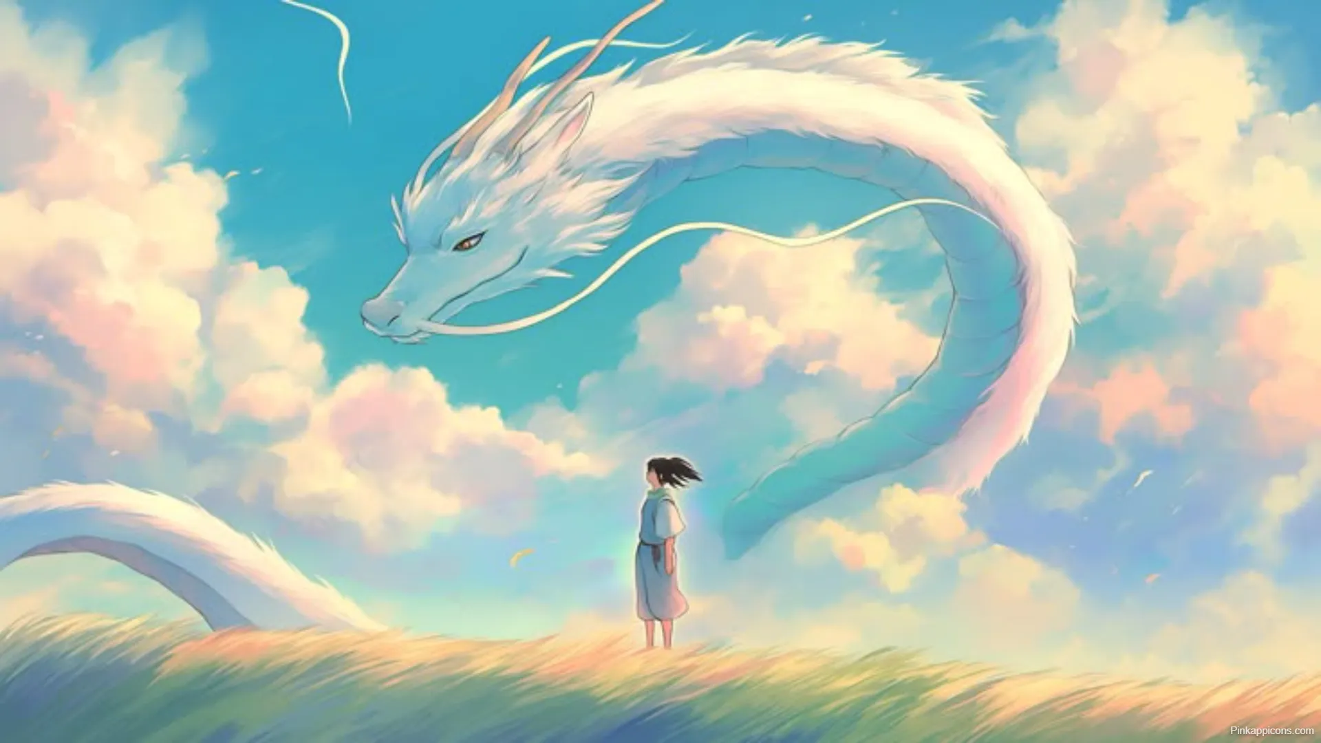 Aesthetic Spirited Away Laptop Wallpapers Beautiful Haku and Chihiro in the Clouds Aesthetic Spirited Away Laptop-Wallpapers Beautiful Haku and Chihiro in the Clouds