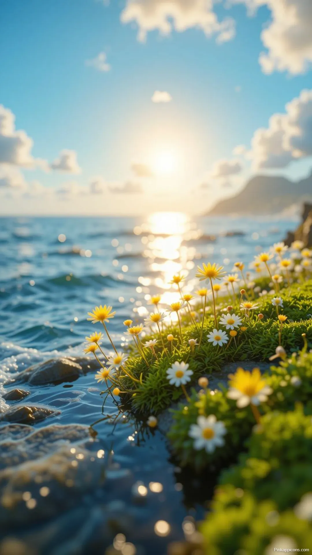 Coastal Daisies at Sunrise Serene Ocean Sunrise Wallpapers Coastal Daisies at Sunrise Serene Ocean Sunrise-Wallpapers