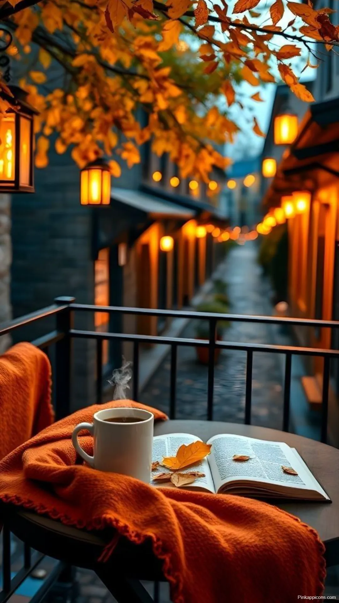 Cozy Balcony Autumn Wallpapers Coffee Book City Street View Cozy Balcony Autumn Wallpapers Coffee, Book & City Street View