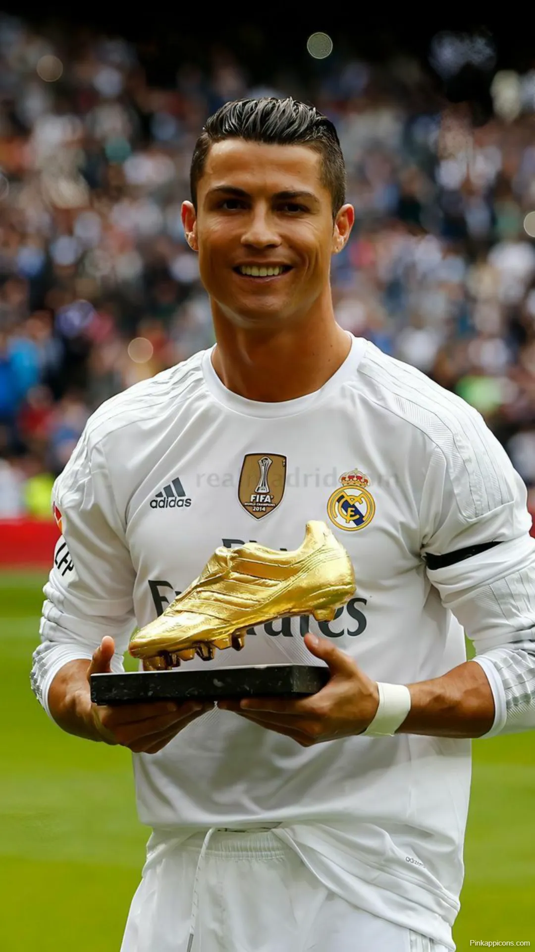Cristiano Ronaldo Holding Golden Boot in Real Madrid Jersey Legendary Moment ronaldo wallpapers Cristiano Ronaldo Holding Golden Boot in Real Madrid Jersey Legendary Moment ronaldo-wallpapers