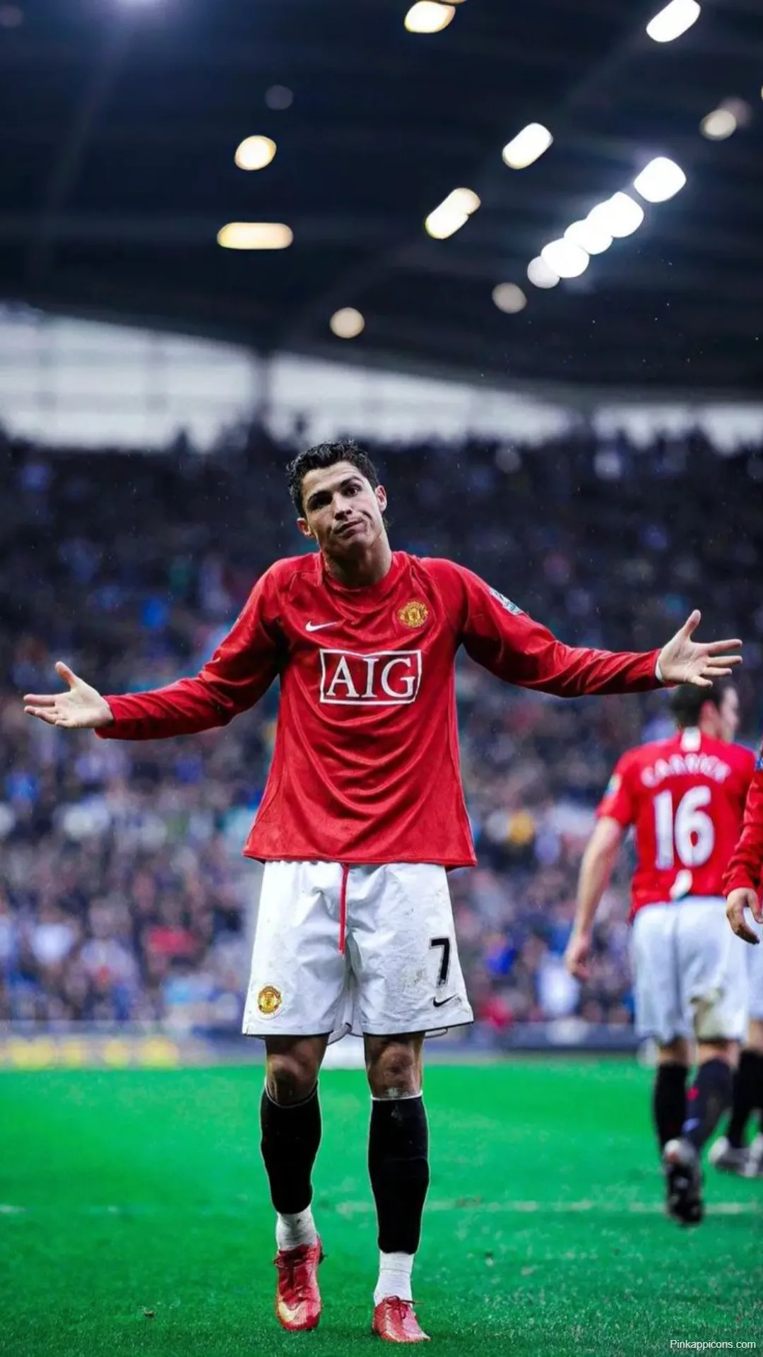 Cristiano Ronaldo Iconic Shrug Pose in Manchester United Kit ronaldo wallpapers Cristiano Ronaldo Iconic Shrug Pose in Manchester United Kit ronaldo-wallpapers