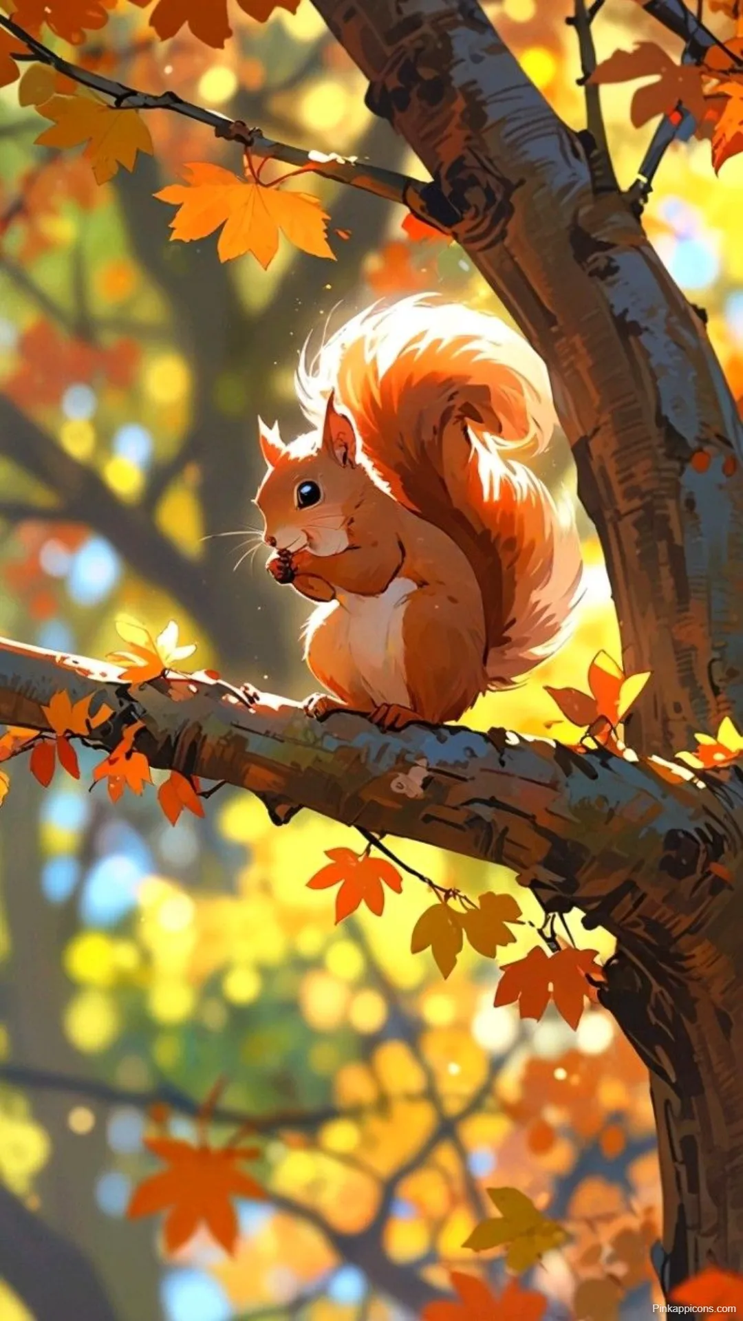 Cute Squirrel Autumn Wallpapers Illustrated Animal in a Sunny Forest Cute Squirrel Autumn Wallpapers Illustrated Animal in a Sunny Forest