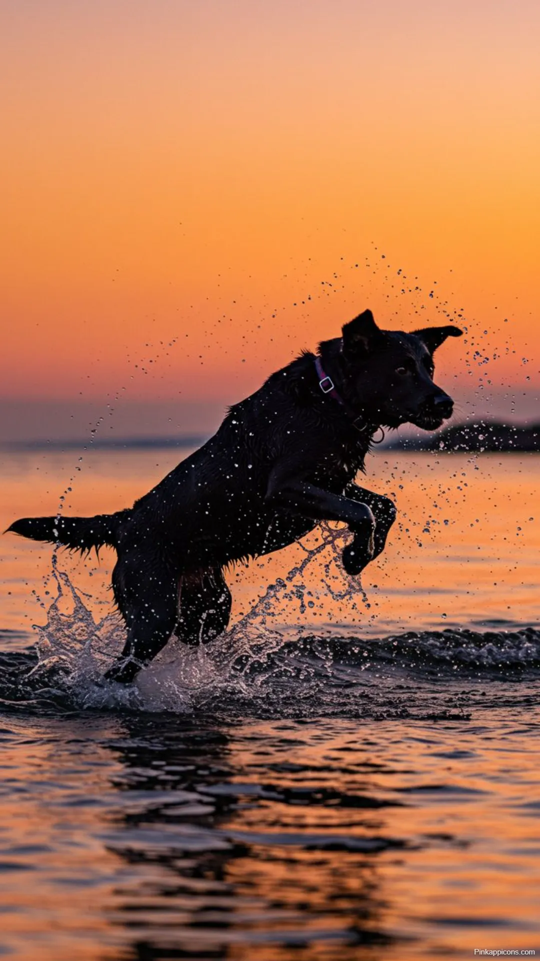Dog Wallpapers Black Dog Splashing in Water at Sunset for Desktop and Mobile Dog-Wallpapers Black Dog Splashing in Water at Sunset for Desktop and Mobile