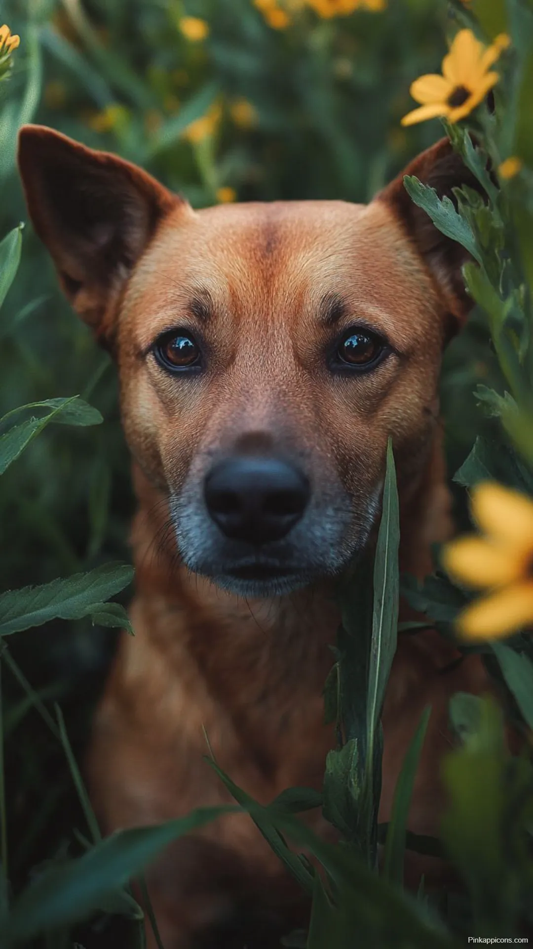Dog Wallpapers Brown Dog Peeking Through Wildflowers for Desktop and Mobile Dog-Wallpapers Brown Dog Peeking Through Wildflowers for Desktop and Mobile