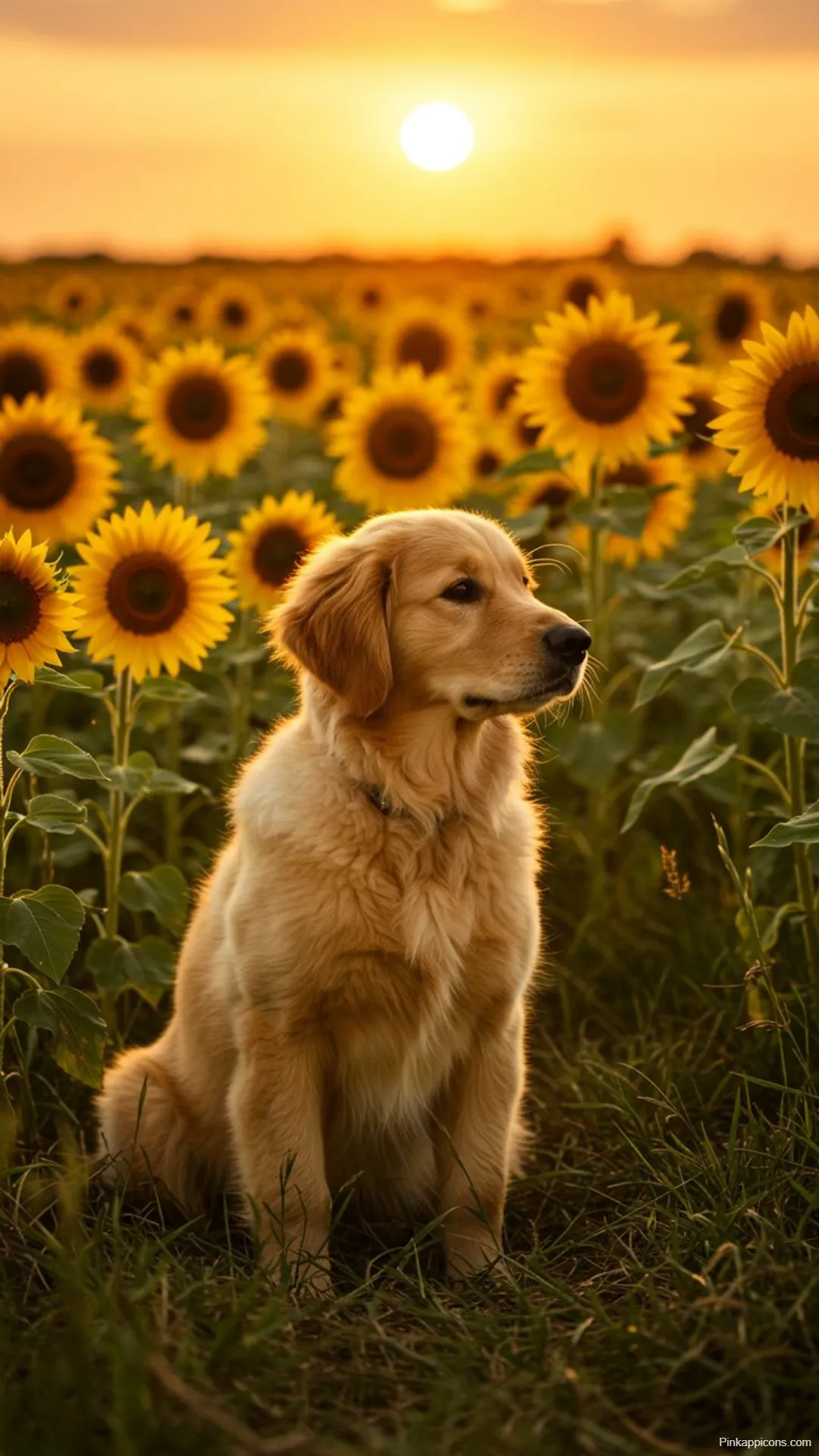 Dog Wallpapers Golden Retriever in Sunflower Field at Sunset for Desktop and Mobile Dog-Wallpapers Golden Retriever in Sunflower Field at Sunset for Desktop and Mobile