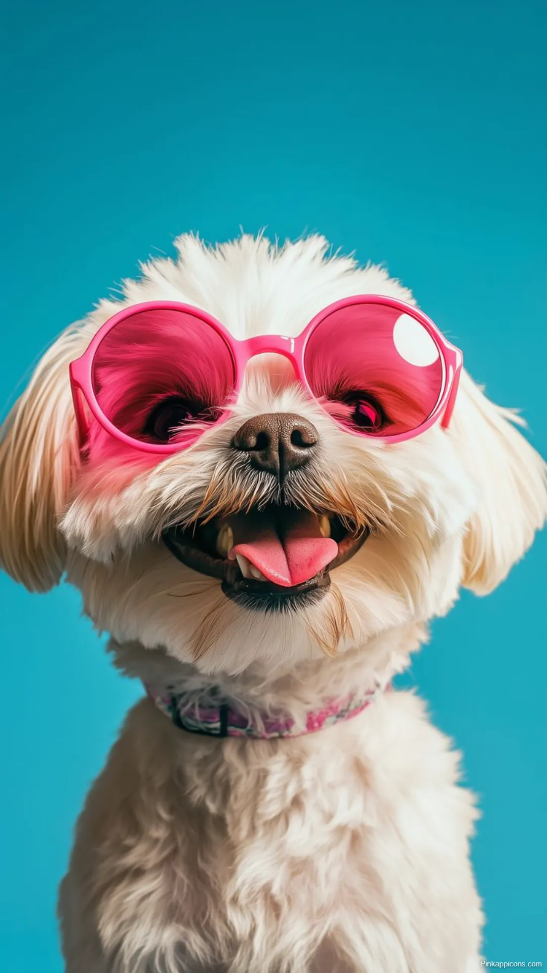 Dog Wallpapers Playful White Dog in Pink Sunglasses on Blue Background for Desktop and Mobile Dog-Wallpapers Playful White Dog in Pink Sunglasses on Blue Background for Desktop and Mobile