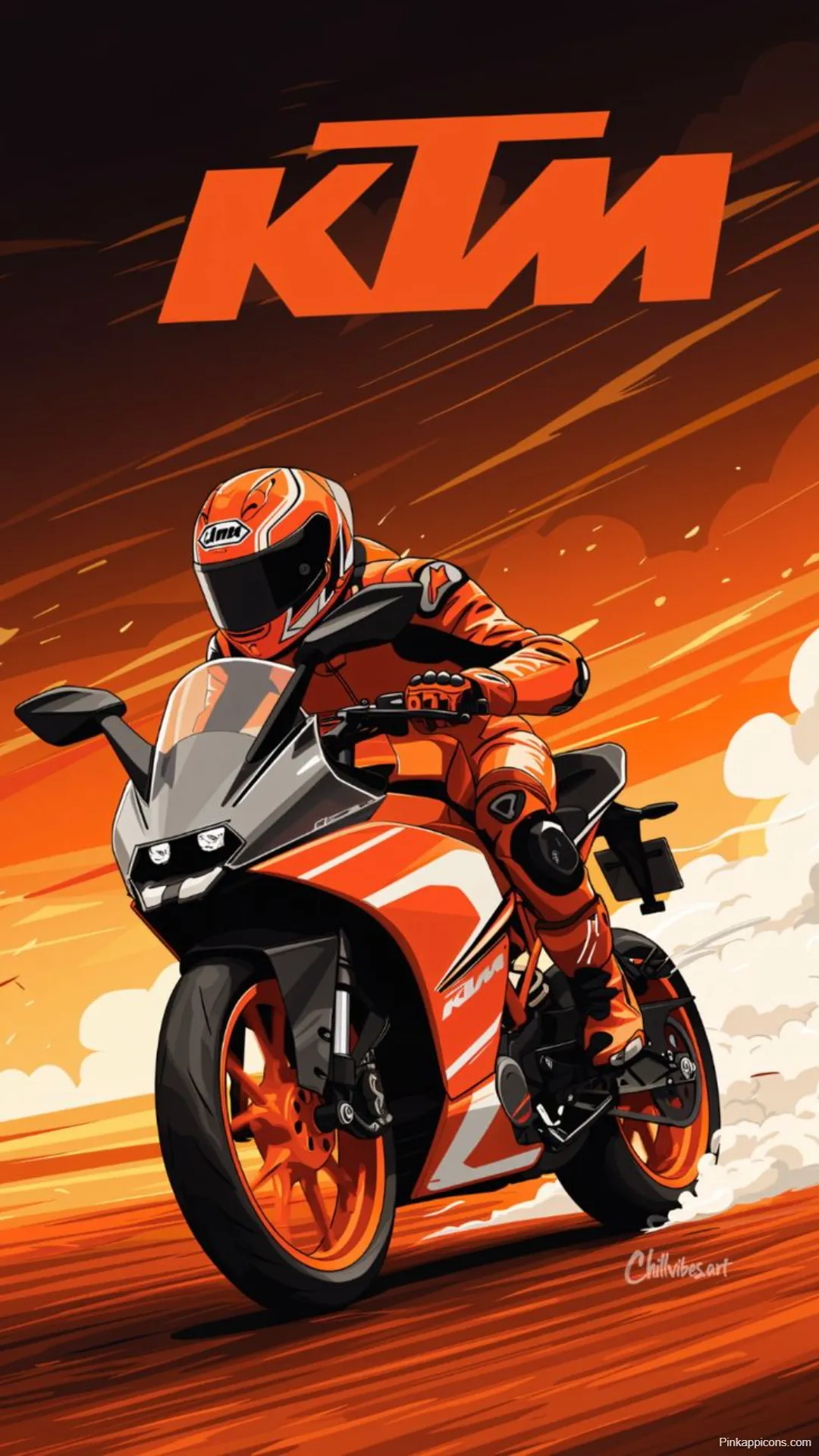 Fiery KTM RC Racing Art Vibrant Orange Bike Wallpapers HD Fiery KTM RC Racing Art Vibrant Orange Bike-Wallpapers HD