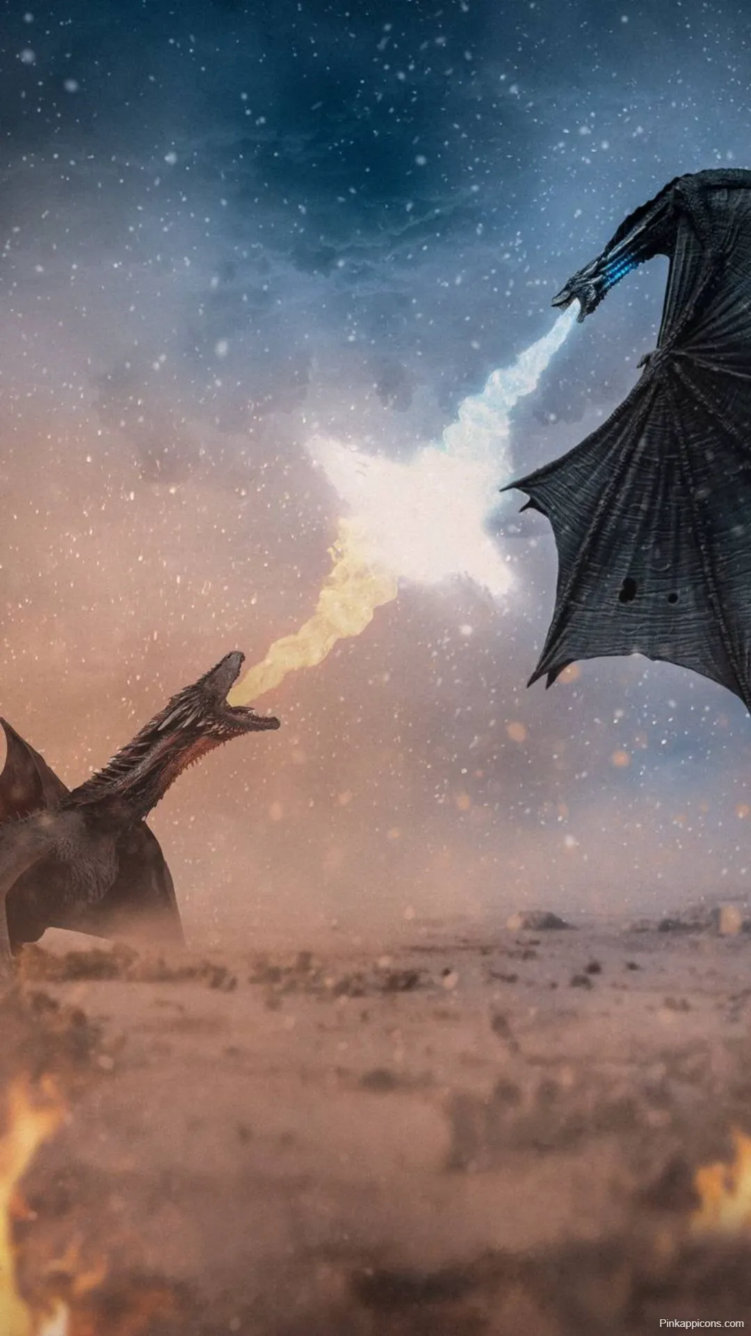 Game of Thrones Wallpapers Drogon vs Ice Dragon Viserion