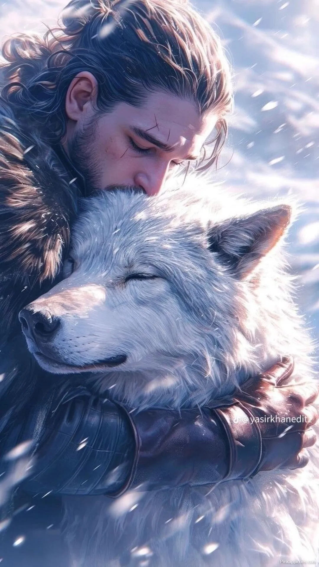 Game of Thrones Wallpapers Jon Snow Hugging His Direwolf, Ghost